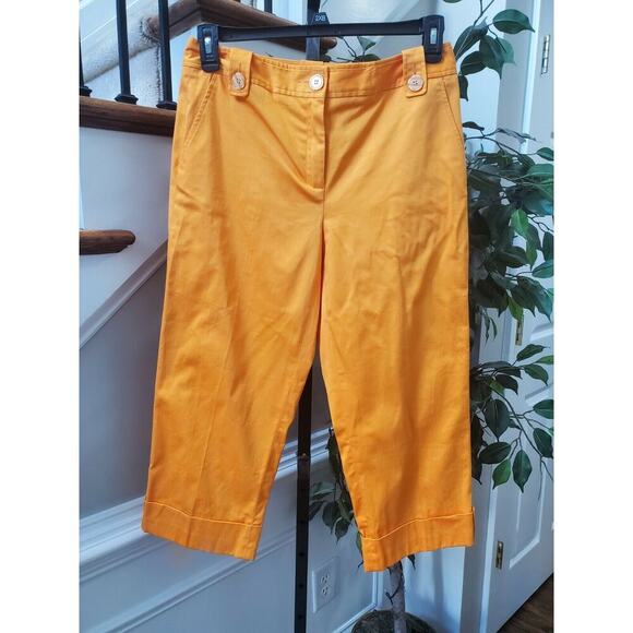 Versailles Womens Solid Orange Cotton Mid Rise Straight Legs Casual Pants Size 8 - Picture 1 of 11